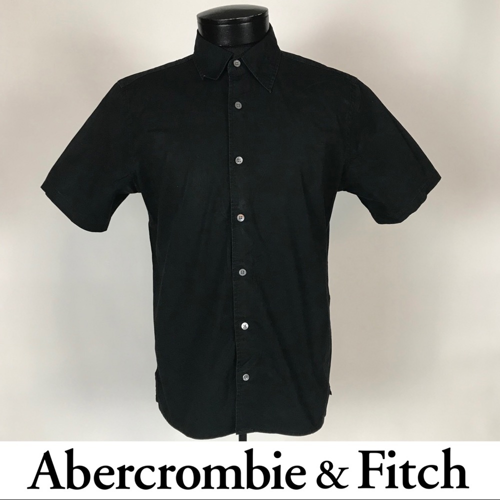 Abercrombie short sleeve button up black shirt